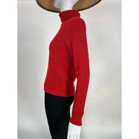 One Step Up Womens Pullover Sweater Red Ramie Blend Long Sleeve Turtleneck M - Picture 5 of 12